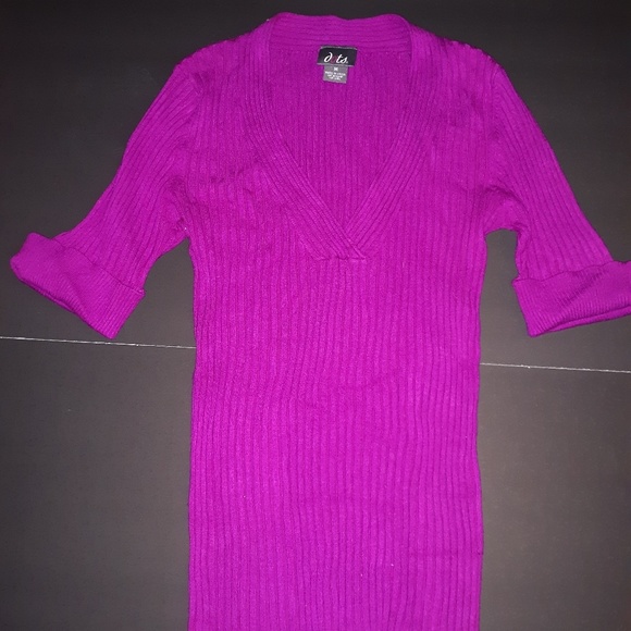 Dots Pink Fuscia V Neck  Medium Sweater - Picture 1 of 5